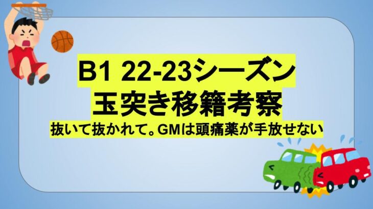 【22-23 B1】　玉突き移籍考察。抜いて抜かれて。GMは頭痛薬が手放せない